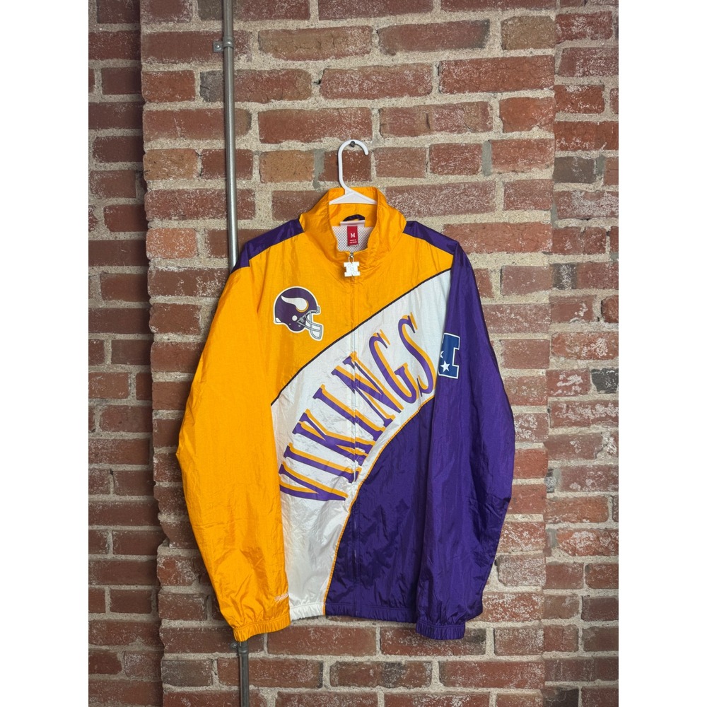 Retro Mitchell & Ness Minnesota Vikings Gold Purple Windbreaker
